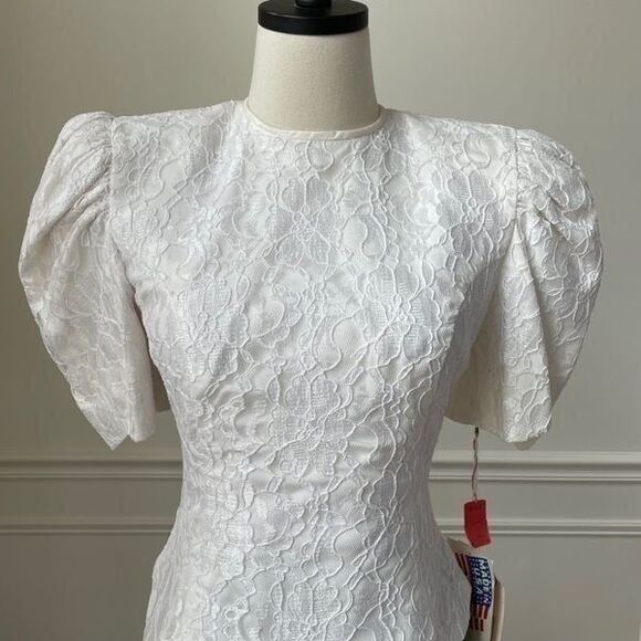 NWT Vintage 80s Susan Rossetti for Vijack Black White Midi Dress Pouf Shoulder 6 - Picture 3 of 12